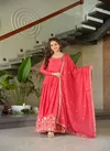KA 1165 Chinnon Embroidery Designer Gown With Dupatta Orders In India